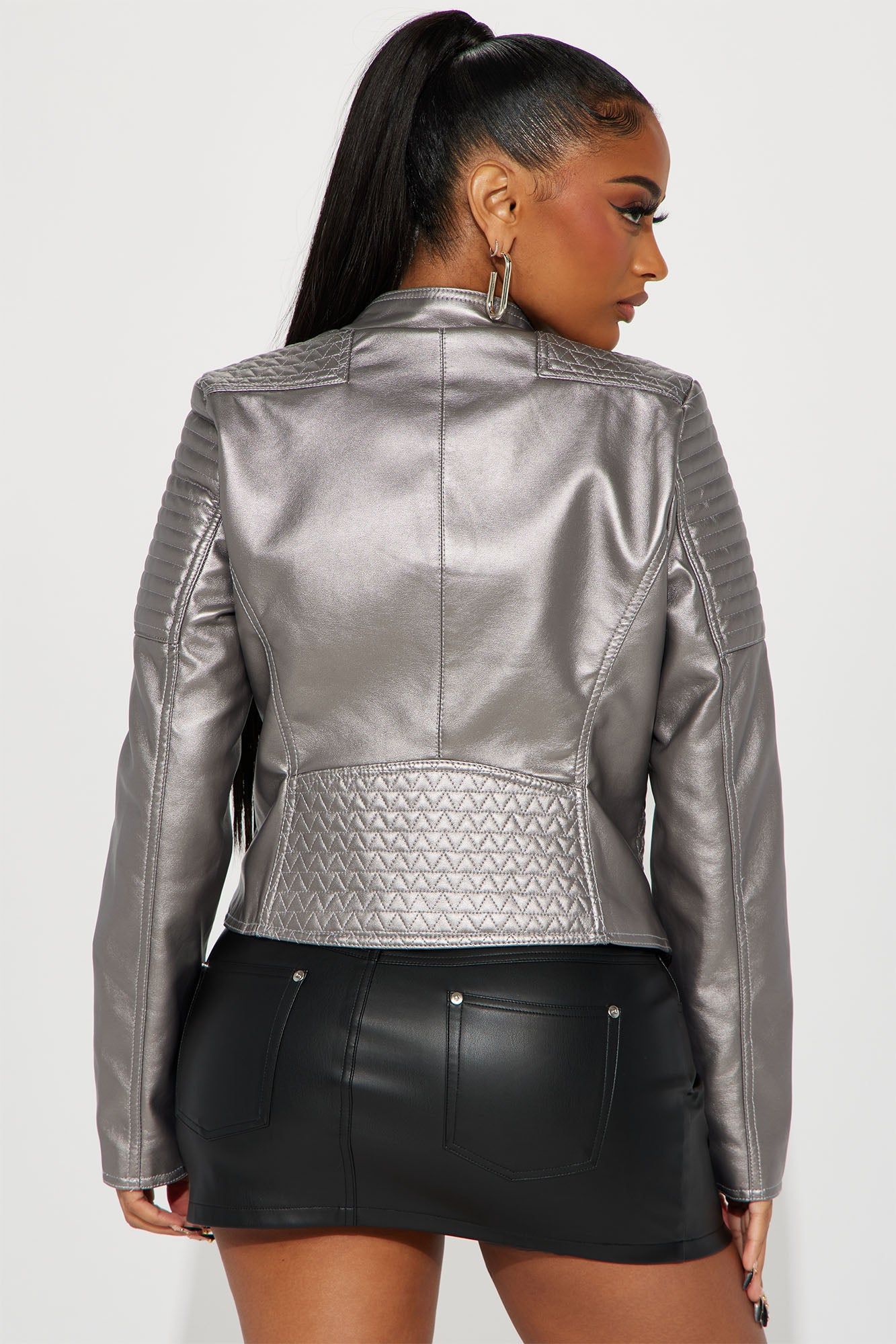Letty Faux Leather Jacket - Silver sold by Fashion Nova product image thumbnail 3
