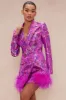 Jazzmin Satin Blazer Dress - Pink/combo sold by Fashion Nova