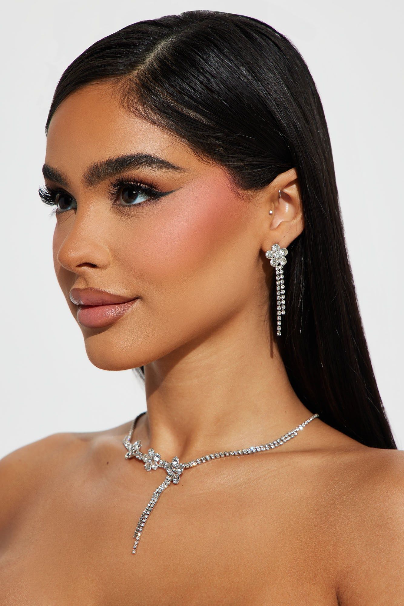Flora Necklace And Earring Set - Silver sold by Fashion Nova