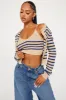 Rhode Island Striped 2 Piece Cropped Cardigan Sweater - Taupe/combo sold by Fashion Nova