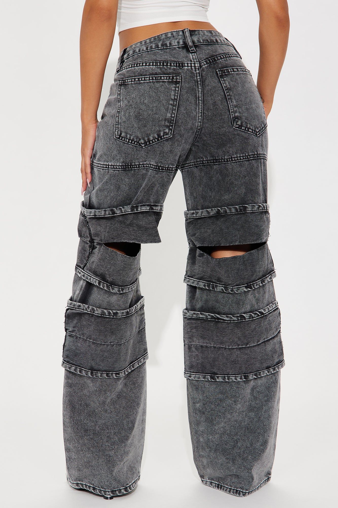 Don't Play Acid Wash Wide Leg Jeans - Black Wash sold by Fashion Nova product image thumbnail 3