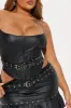 Stepping Out Faux Leather Skirt Set - Black sold by Fashion Nova