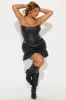 Stepping Out Faux Leather Skirt Set - Black sold by Fashion Nova