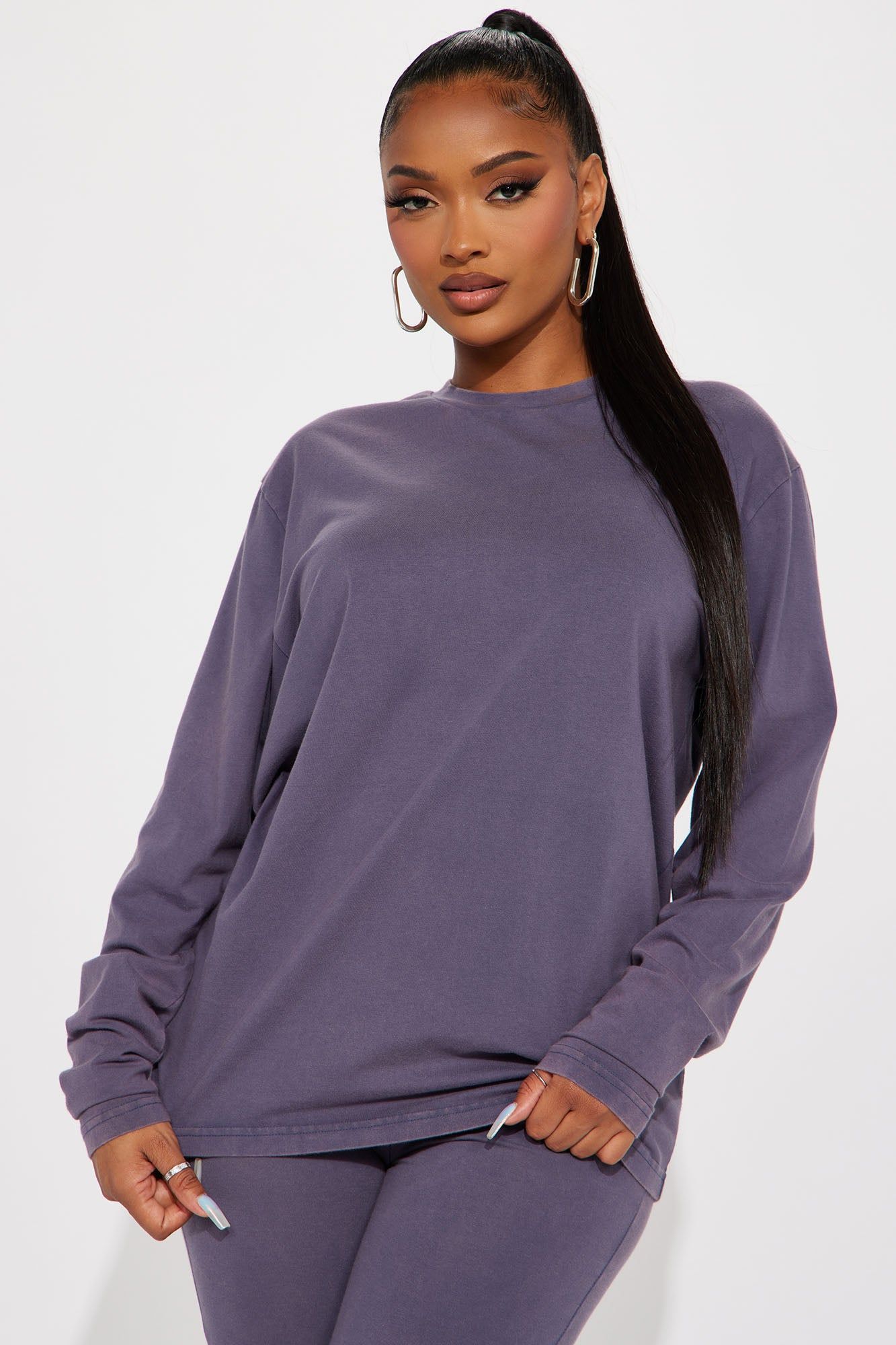 Stepping Out Mineral Wash Long Sleeve Legging Set - Navy sold by Fashion Nova product image thumbnail 2