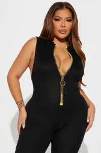 Zita Ribbed Jumpsuit - Black sold by Fashion Nova