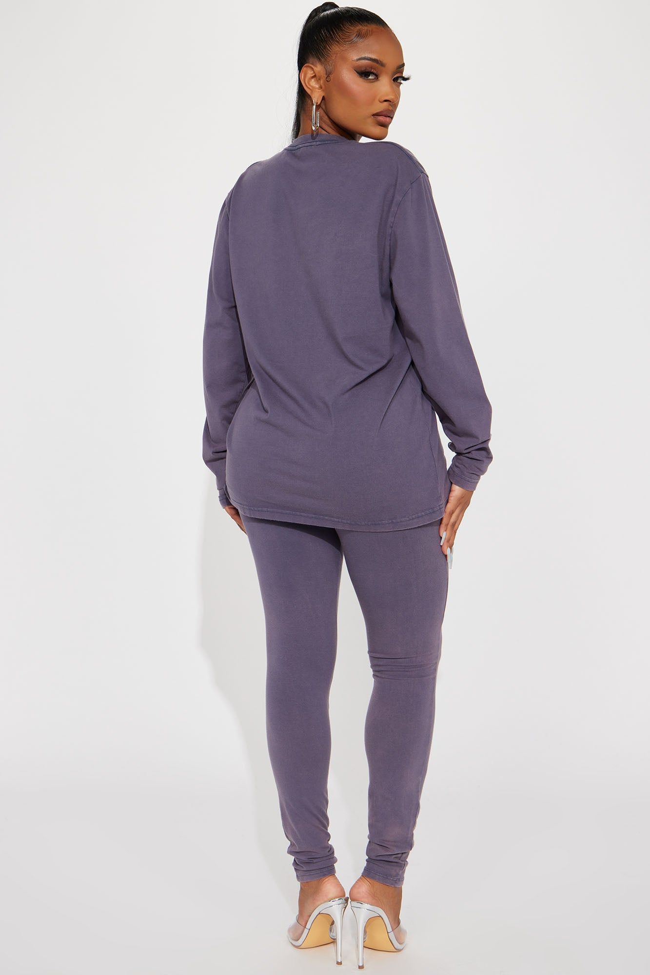 Stepping Out Mineral Wash Long Sleeve Legging Set - Navy sold by Fashion Nova product image thumbnail 3