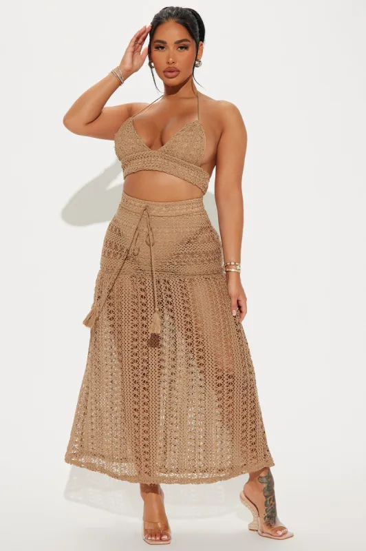 Kalina Crochet Skirt Set - Mocha sold by Fashion Nova