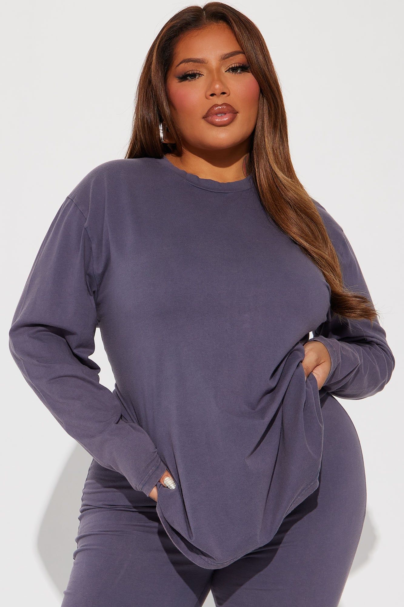 Stepping Out Mineral Wash Long Sleeve Legging Set - Navy sold by Fashion Nova product image thumbnail 5