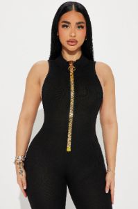 Zita Ribbed Jumpsuit - Black sold by Fashion Nova