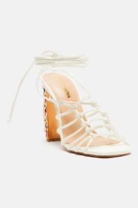 Find Out Wrap Up Heeled Sandals - White sold by Fashion Nova