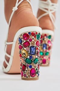 Find Out Wrap Up Heeled Sandals - White sold by Fashion Nova