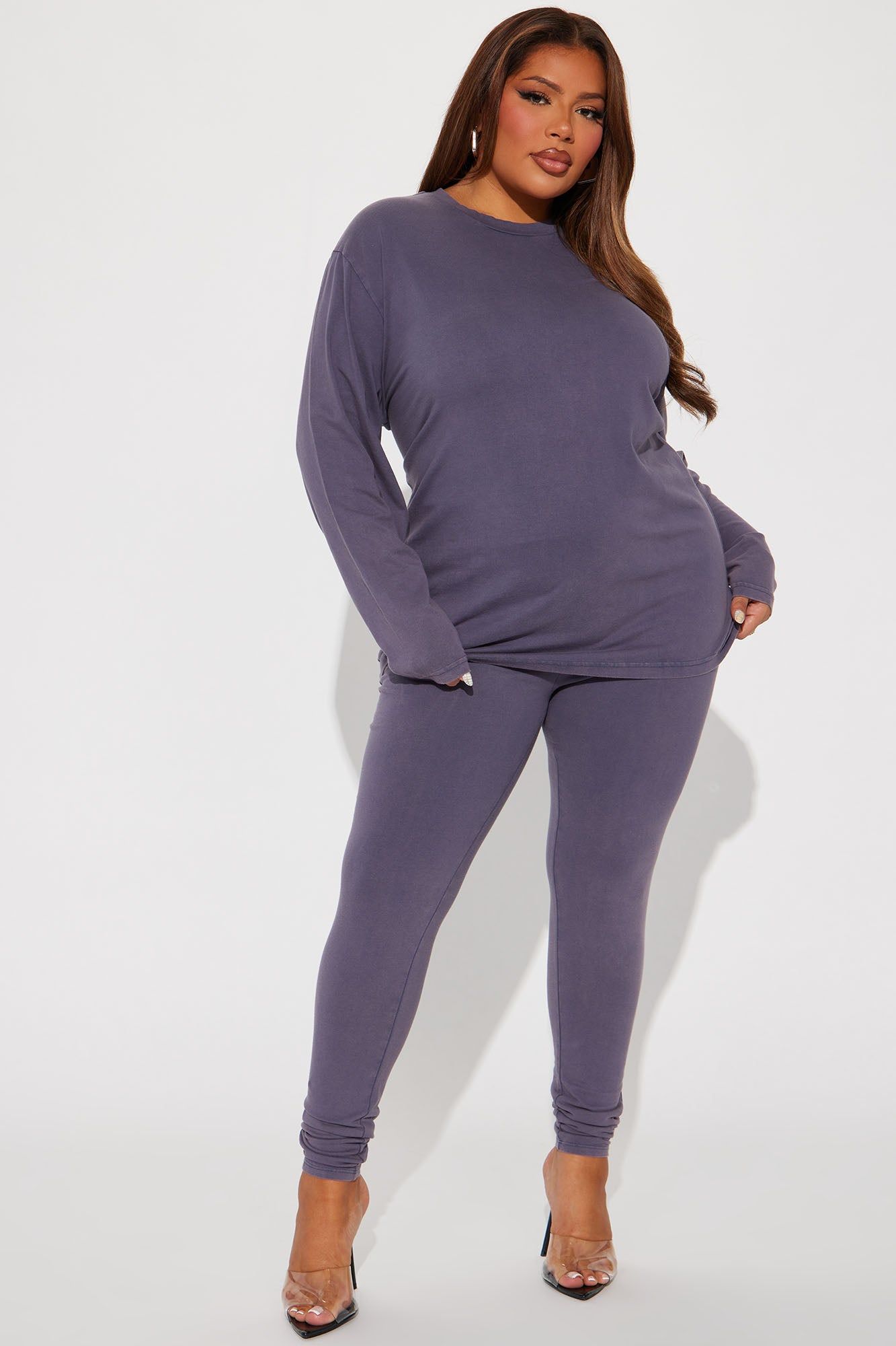 Stepping Out Mineral Wash Long Sleeve Legging Set - Navy sold by Fashion Nova product image thumbnail 4