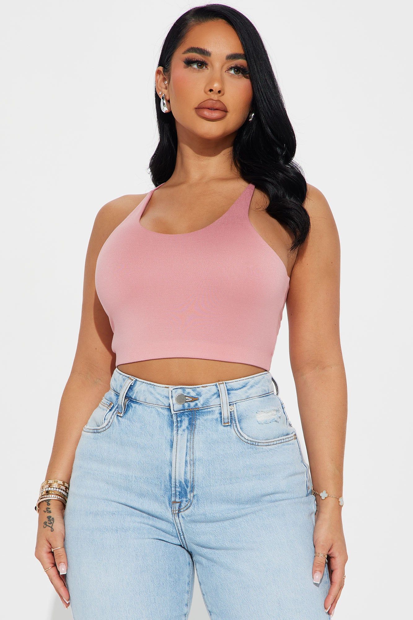 Rita Racerback Double Layered Top - Pink sold by Fashion Nova