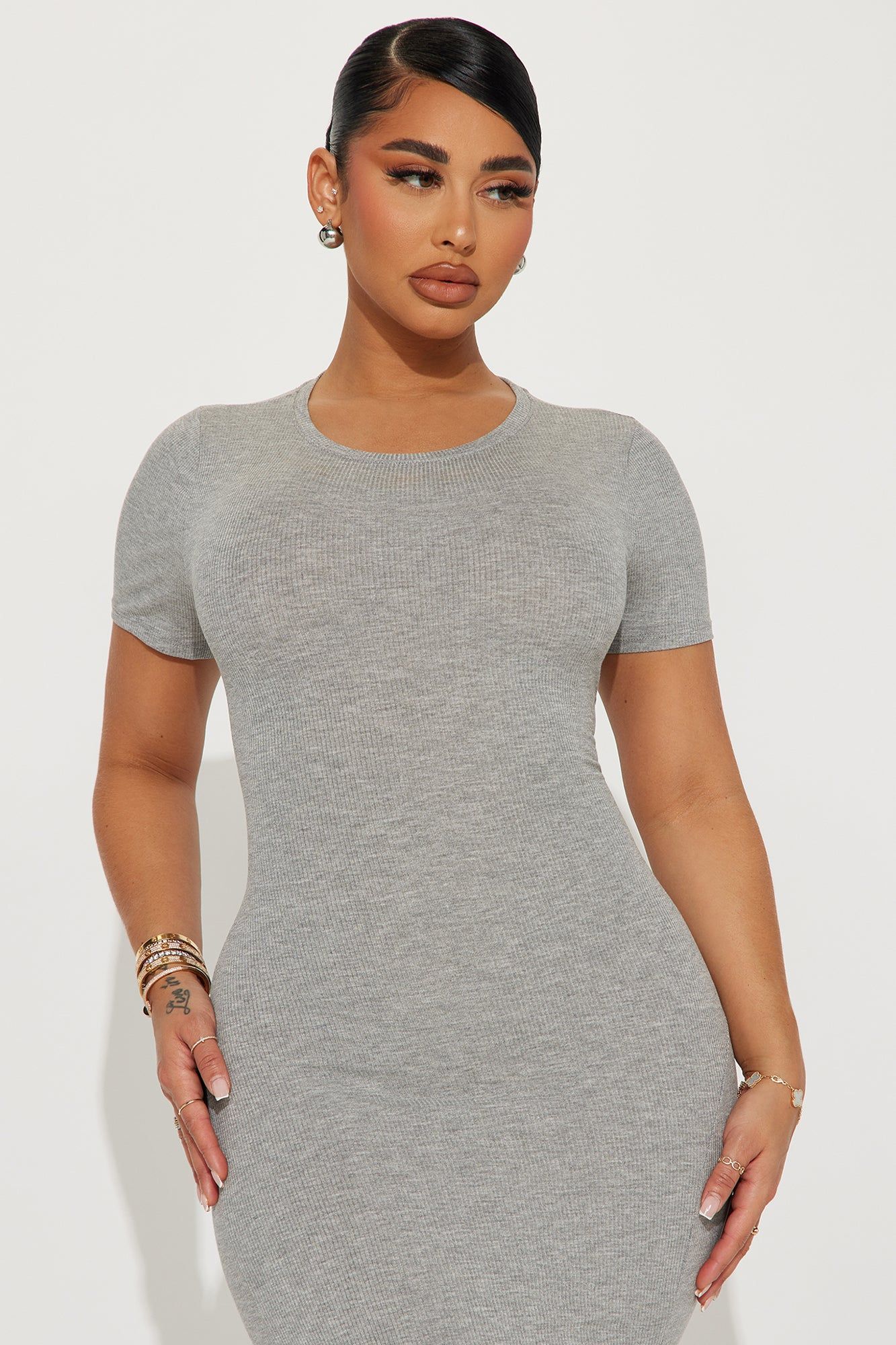 Ember Ribbed Maxi Dress - Heather Grey sold by Fashion Nova product image thumbnail 2