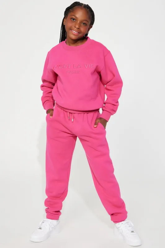 Mini C’est La Vie Sweatpant Set - Pink sold by Fashion Nova