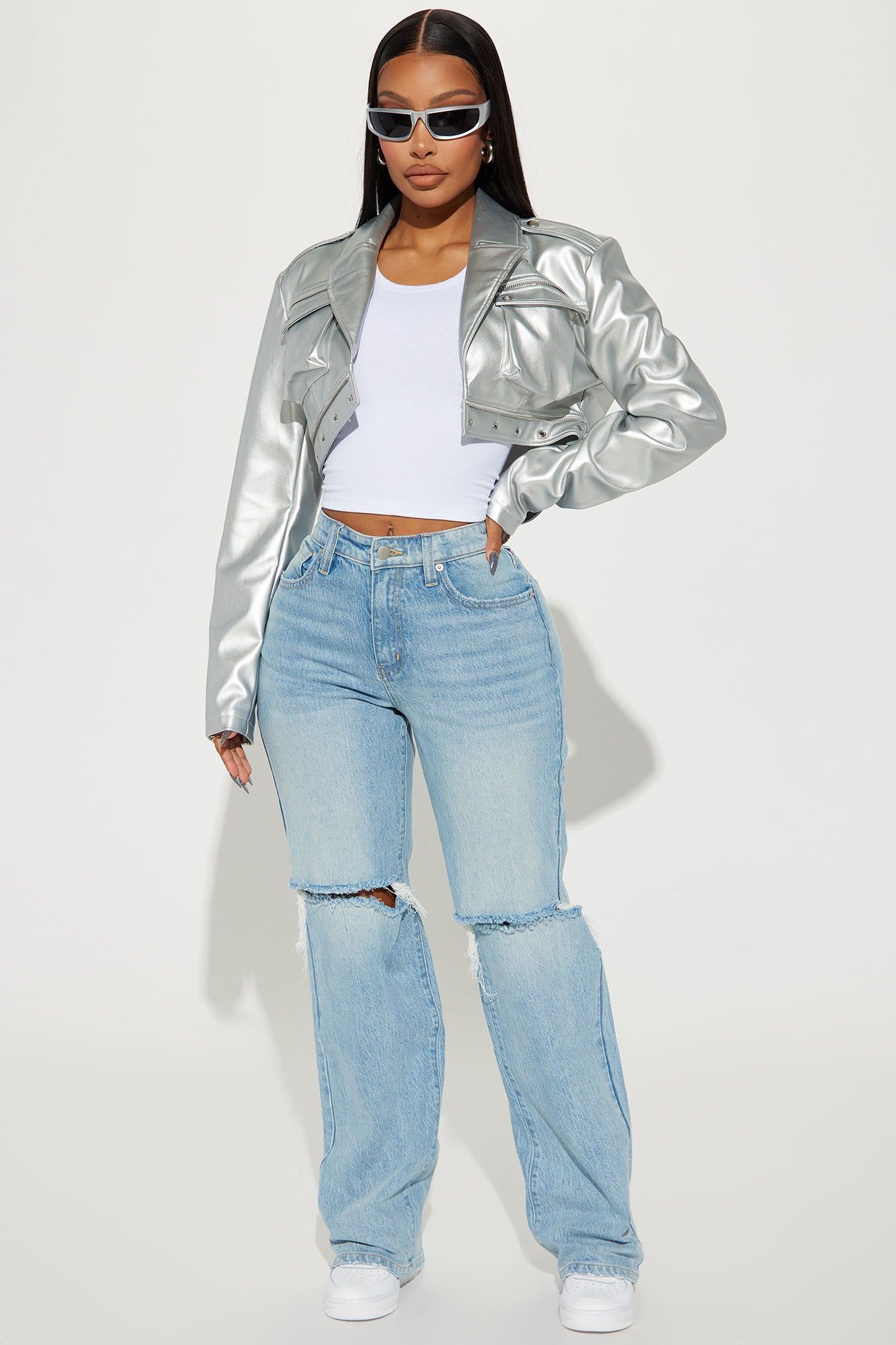 Playing Games Ripped Straight Leg Jeans - Medium Wash sold by Fashion Nova