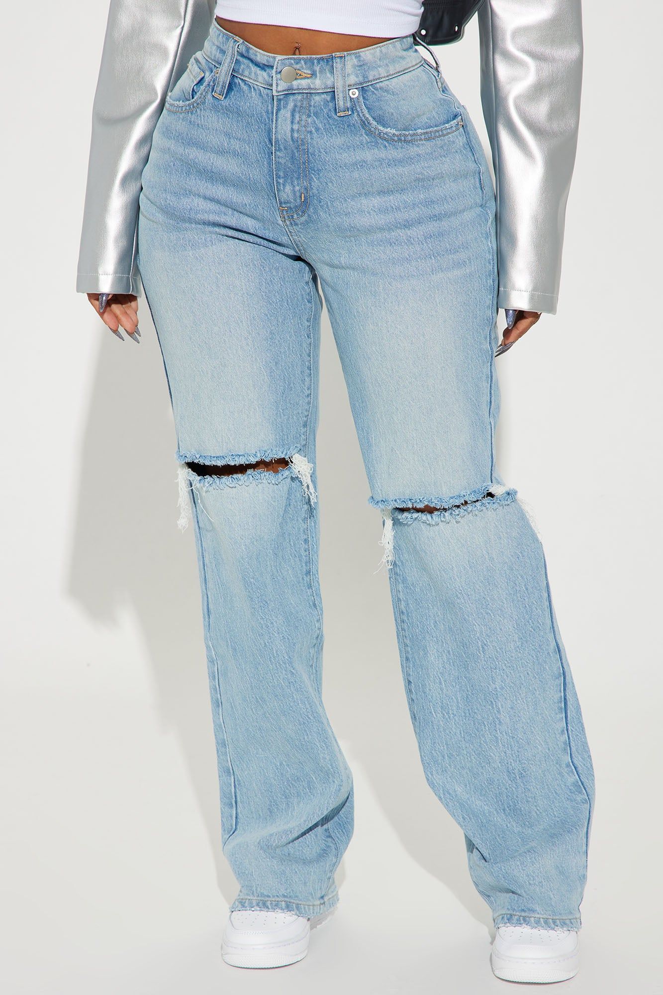 Playing Games Ripped Straight Leg Jeans - Medium Wash sold by Fashion Nova product image thumbnail 2