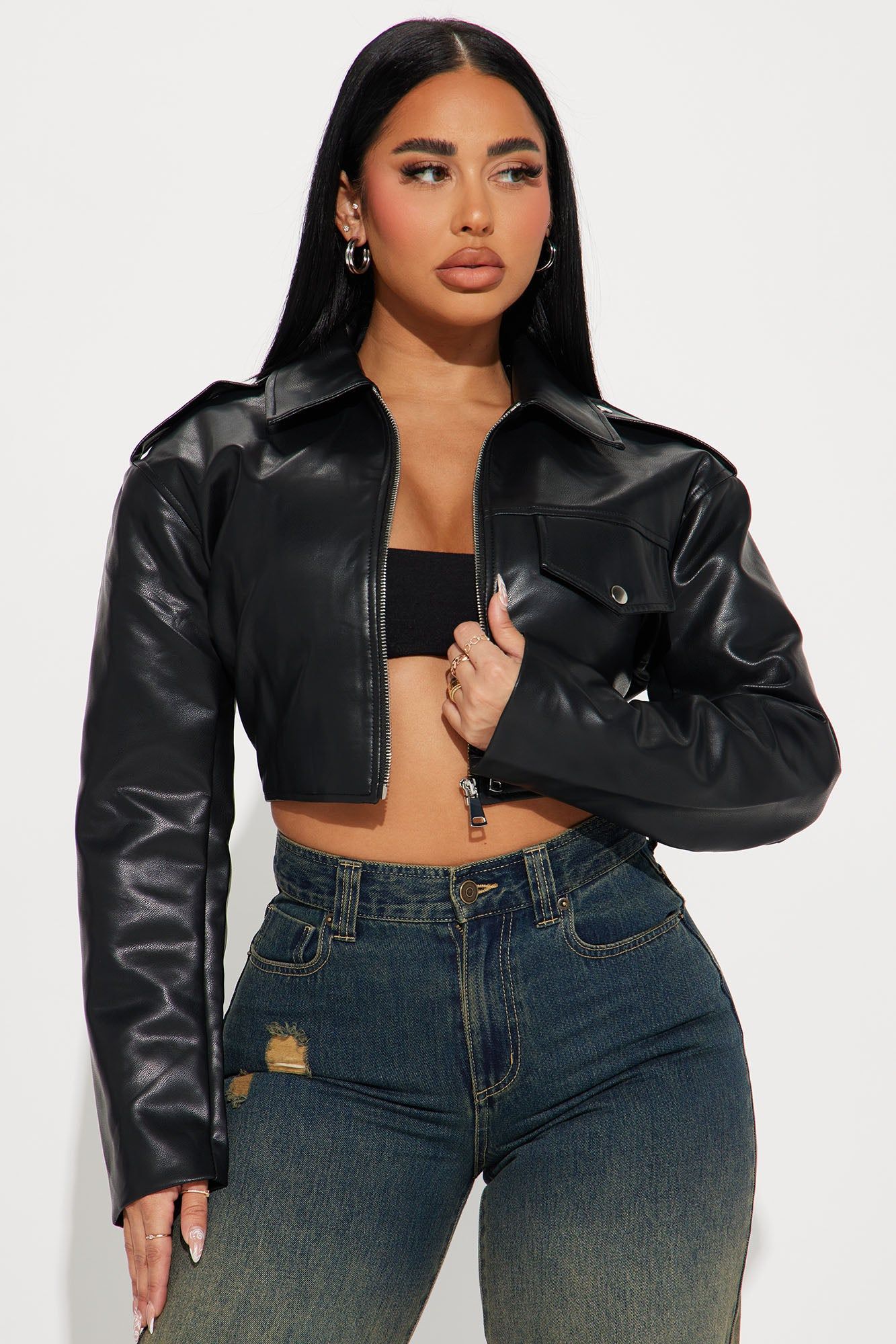 Alexis Cropped Moto Jacket - Black sold by Fashion Nova