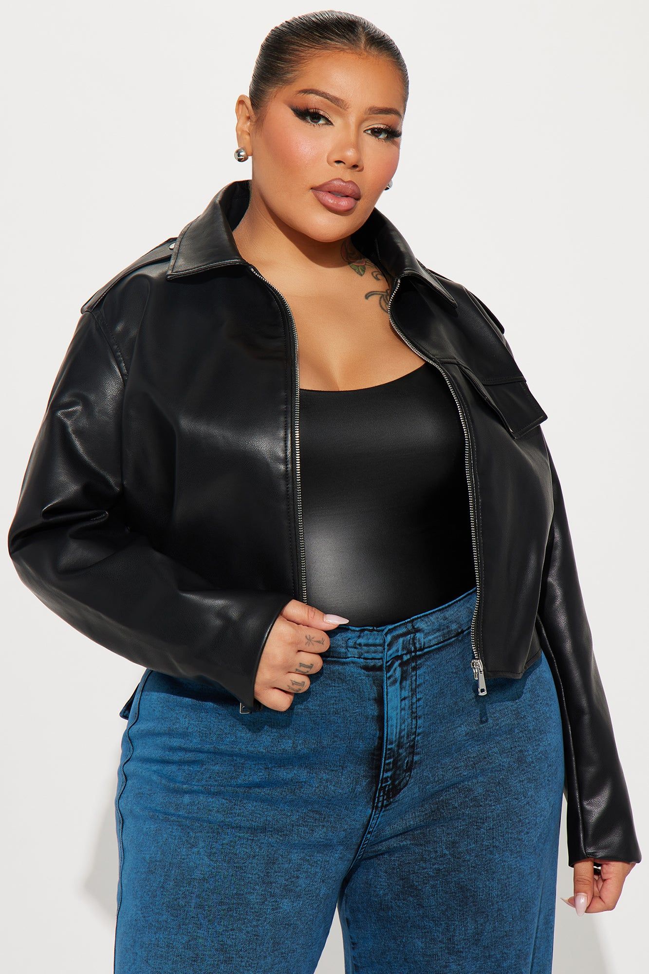 Alexis Cropped Moto Jacket - Black sold by Fashion Nova product image thumbnail 4
