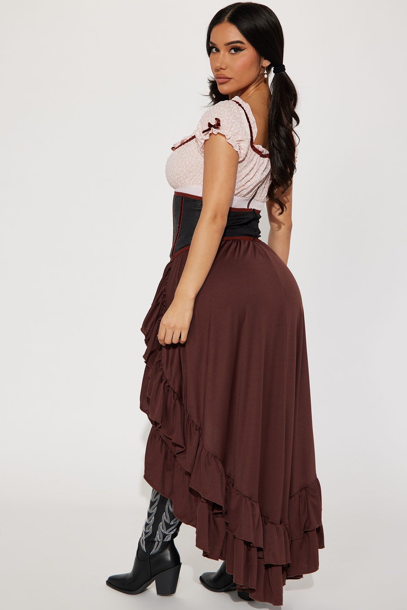 Sultry Saloon Maiden 2 Piece Costume Set - Red/White sold by Fashion Nova product image thumbnail 3