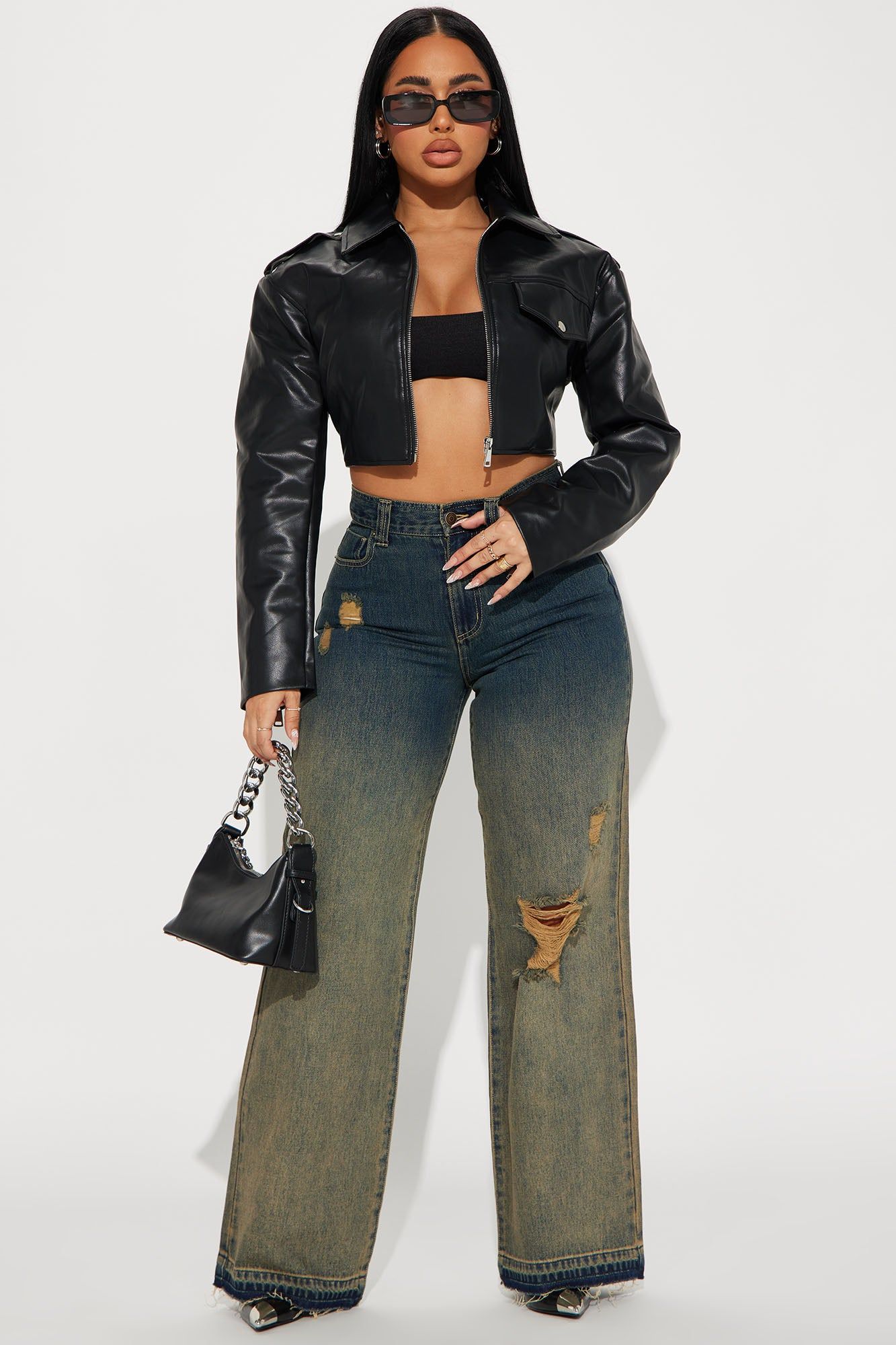 Alexis Cropped Moto Jacket - Black sold by Fashion Nova product image thumbnail 2