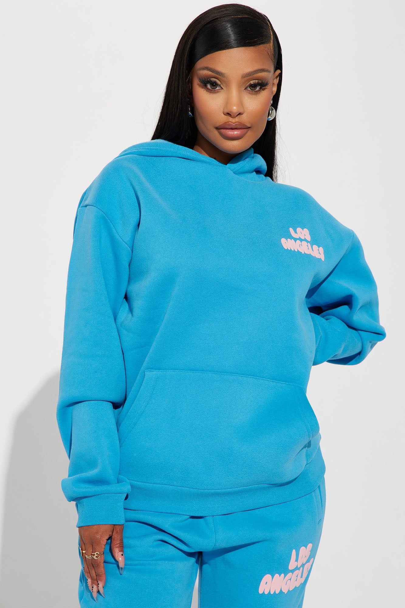 Los Angeles Puff Print Hoodie - Blue sold by Fashion Nova