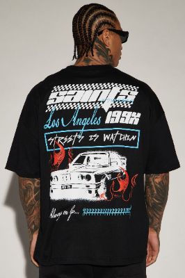 Streets Watchin Oversized Short Sleeve Tee - Black made by Fashion Nova