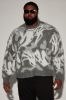 Fuzzy Swirl Colors Crewneck Sweater - Grey/combo sold by Fashion Nova