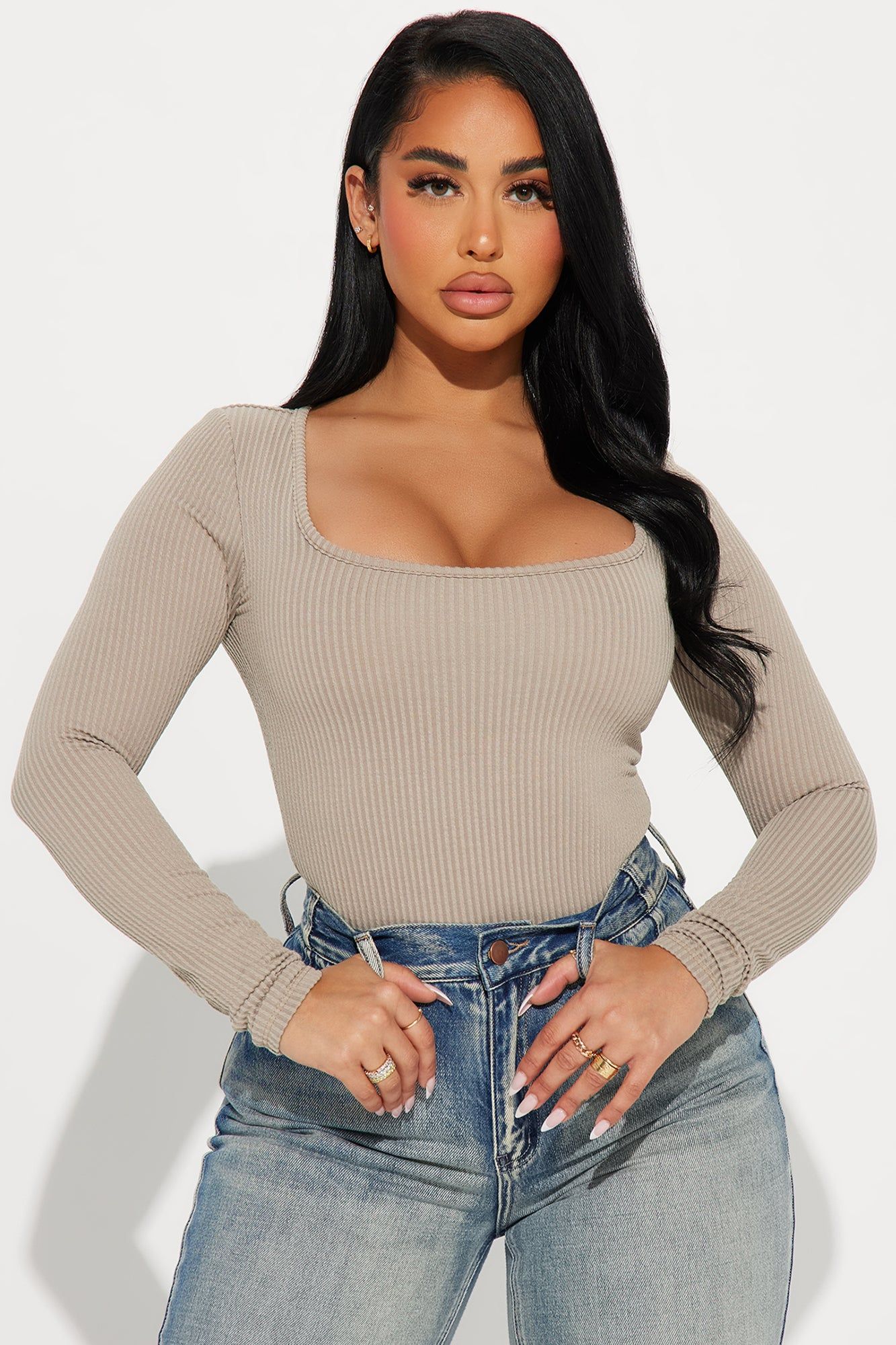 Sydney Scoop Neck Bodysuit - Stone sold by Fashion Nova product image thumbnail 3