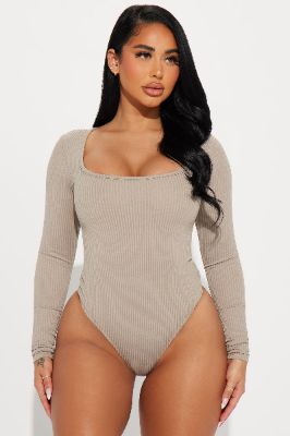 Sydney Scoop Neck Bodysuit - Stone sold by Fashion Nova