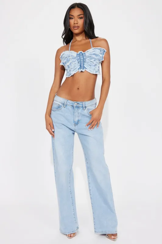 Butterfly Effect Denim Pant Set - Light Wash sold by Fashion Nova