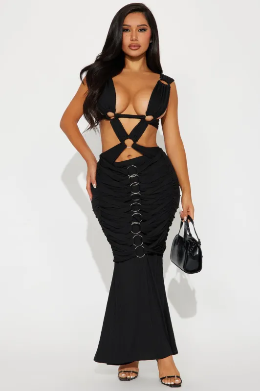 Maya Hardware Maxi Dress - Black sold by Fashion Nova