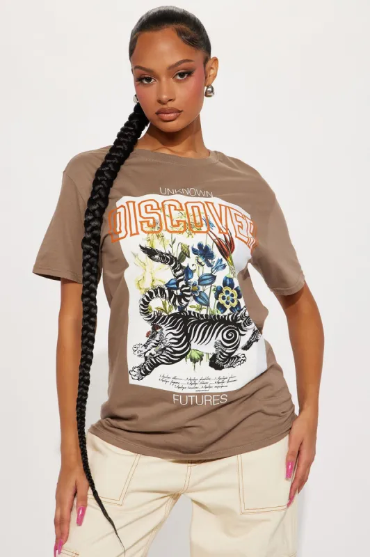 Discover The Unknown Graphic Tshirt - Taupe sold by Fashion Nova