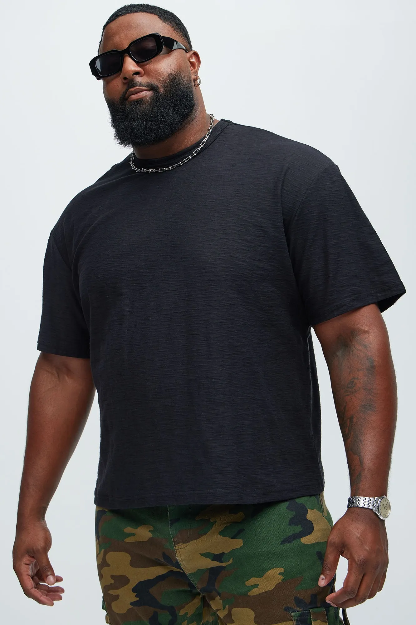 Asher Slub Texture Short Sleeve Tee - Black sold by Fashion Nova product image thumbnail 5