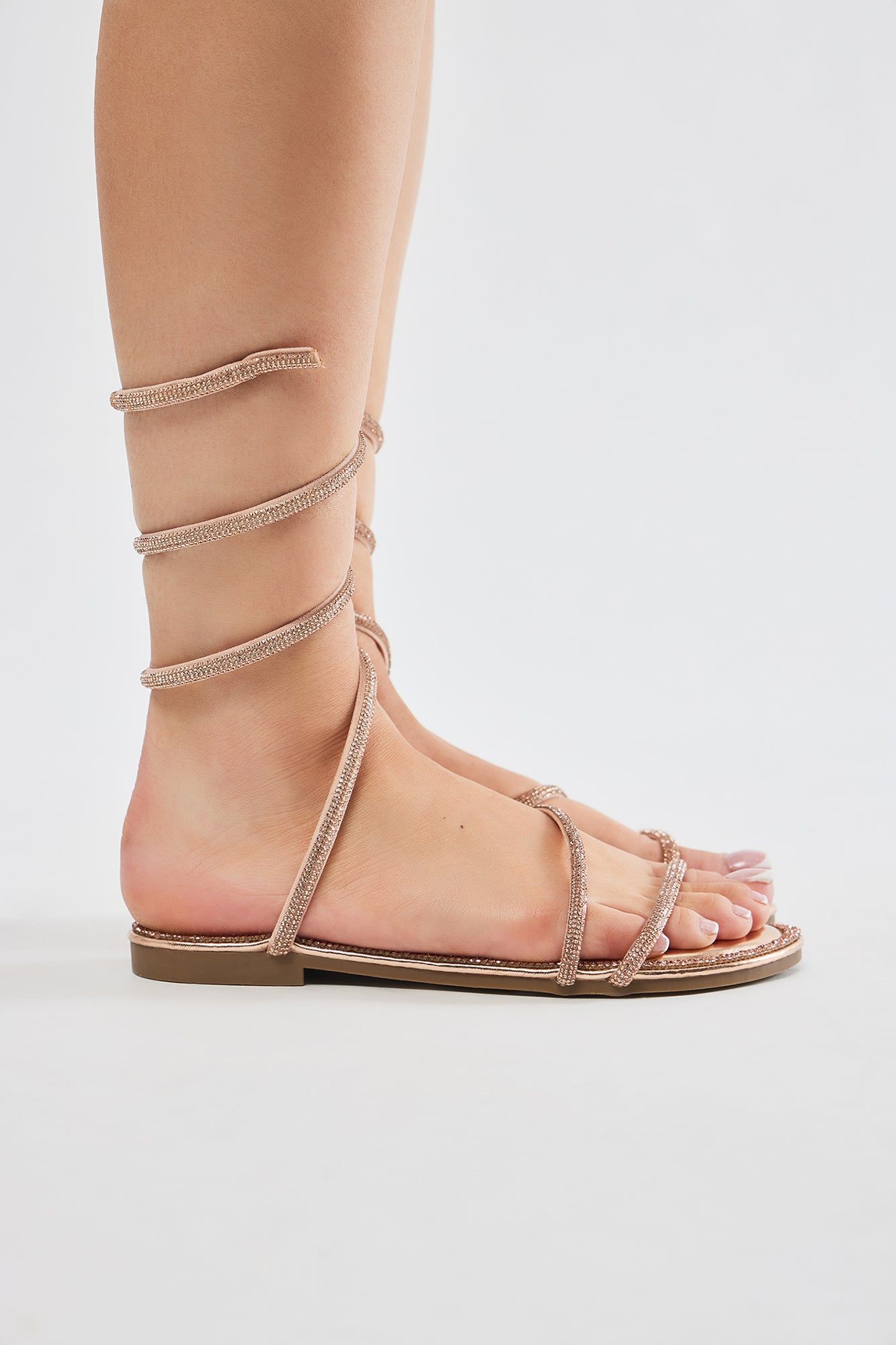 Brienne Wrap Up Sandals - Rose Gold sold by Fashion Nova product image thumbnail 3