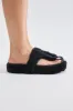 Sleepover Ready Slippers - Black sold by Fashion Nova