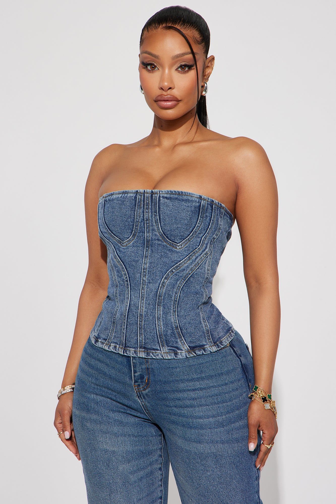 Outline Of Me Denim Corset Top - Medium Wash sold by Fashion Nova product image thumbnail 5