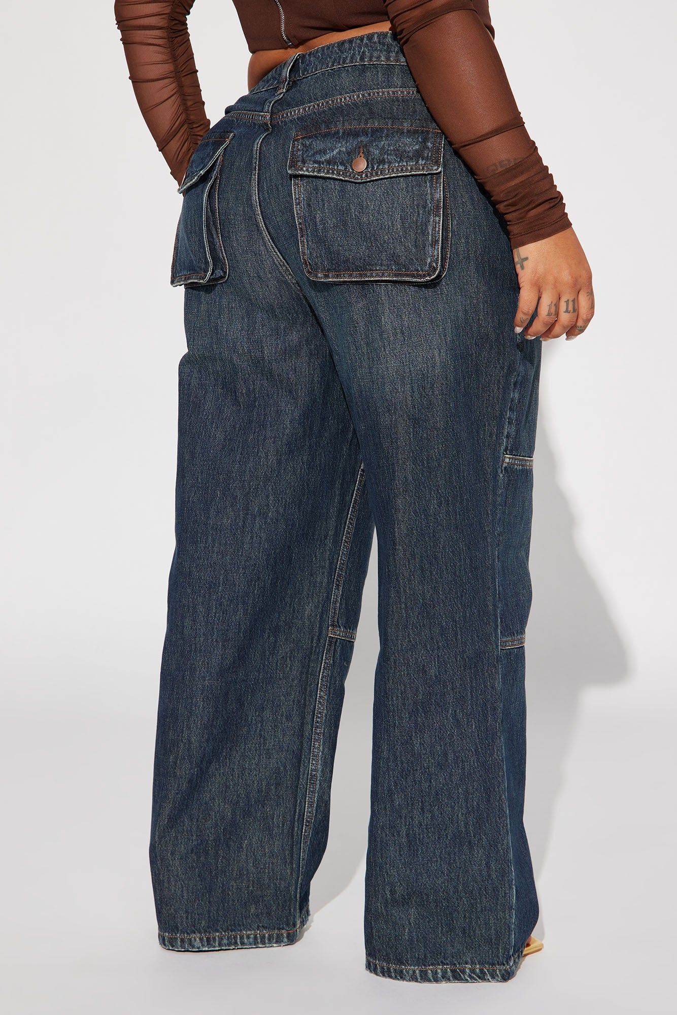 Get To It Tinted Non Stretch Wide Leg Jeans - Dark Wash sold by Fashion Nova product image thumbnail 7