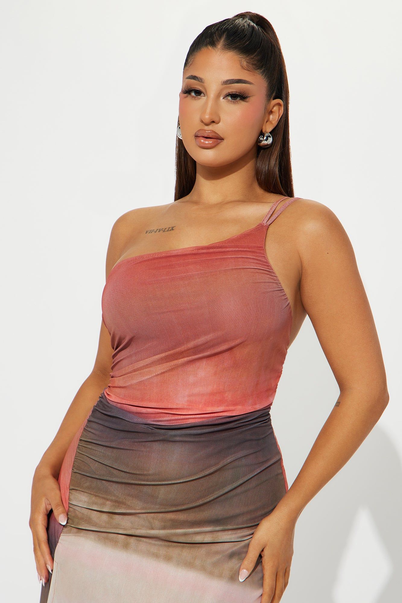 Serenity Mesh Maxi Dress - Orange/combo sold by Fashion Nova product image thumbnail 2