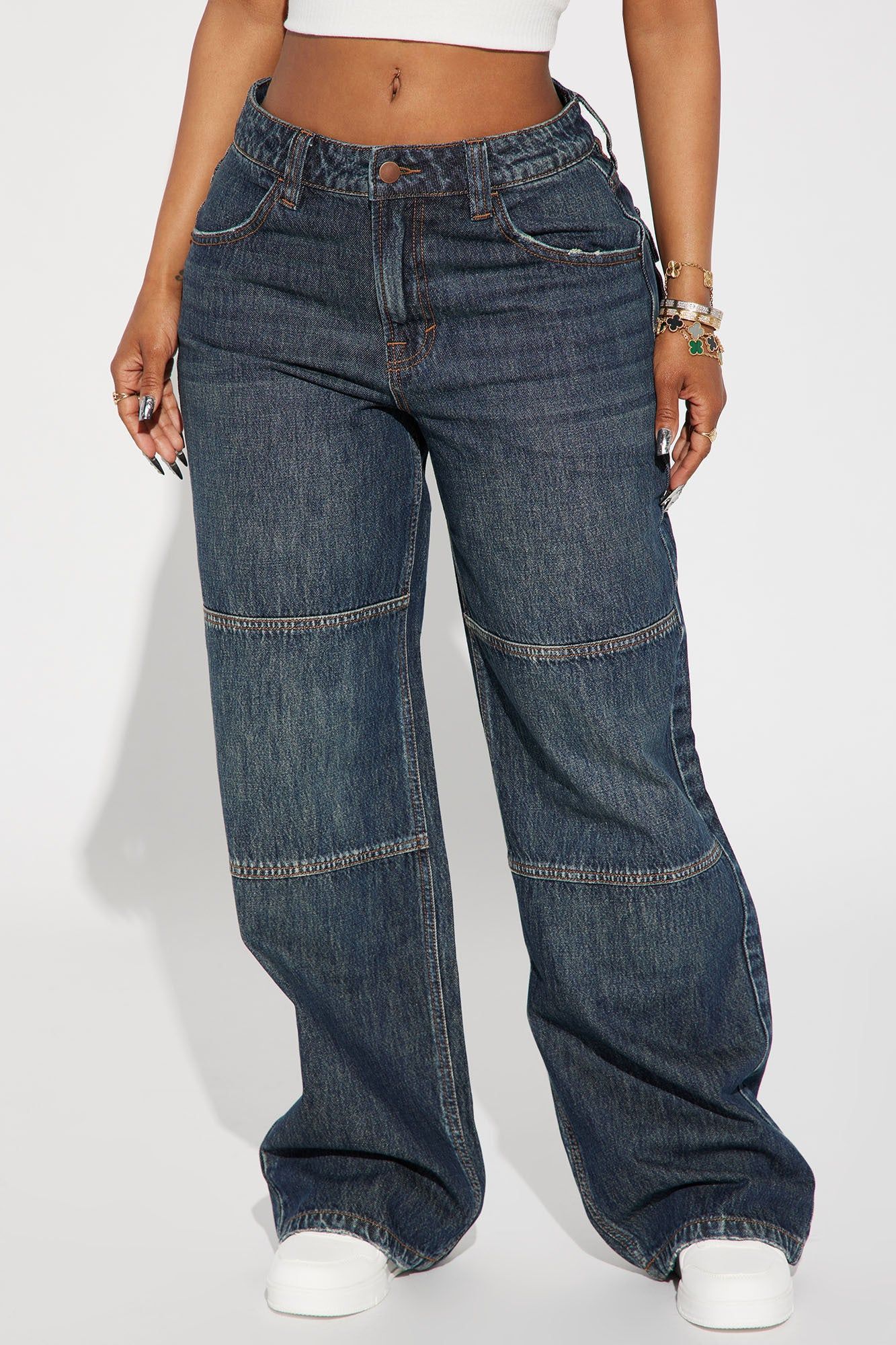 Get To It Tinted Non Stretch Wide Leg Jeans - Dark Wash sold by Fashion Nova product image thumbnail 2