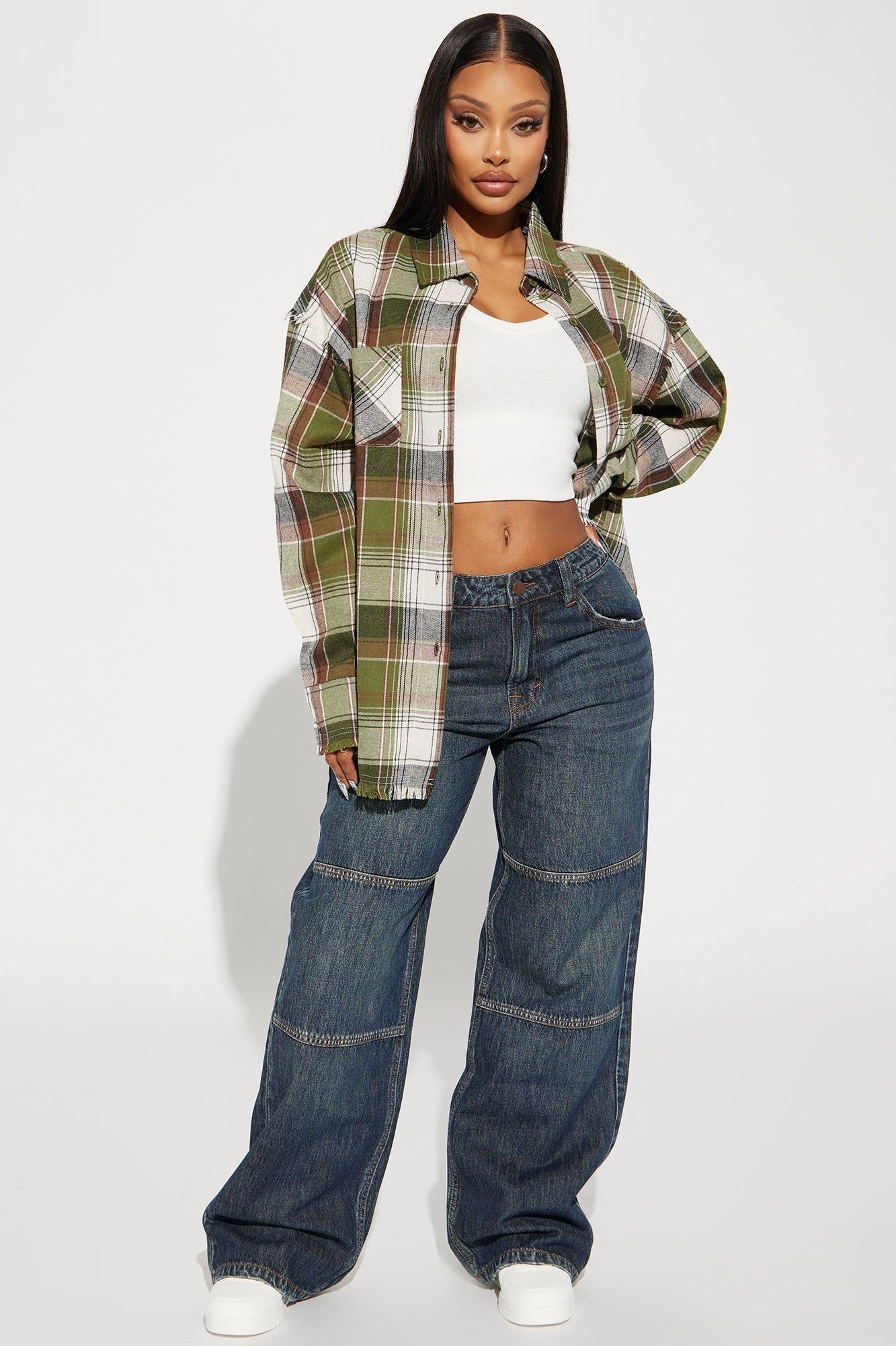 Get To It Tinted Non Stretch Wide Leg Jeans - Dark Wash sold by Fashion Nova