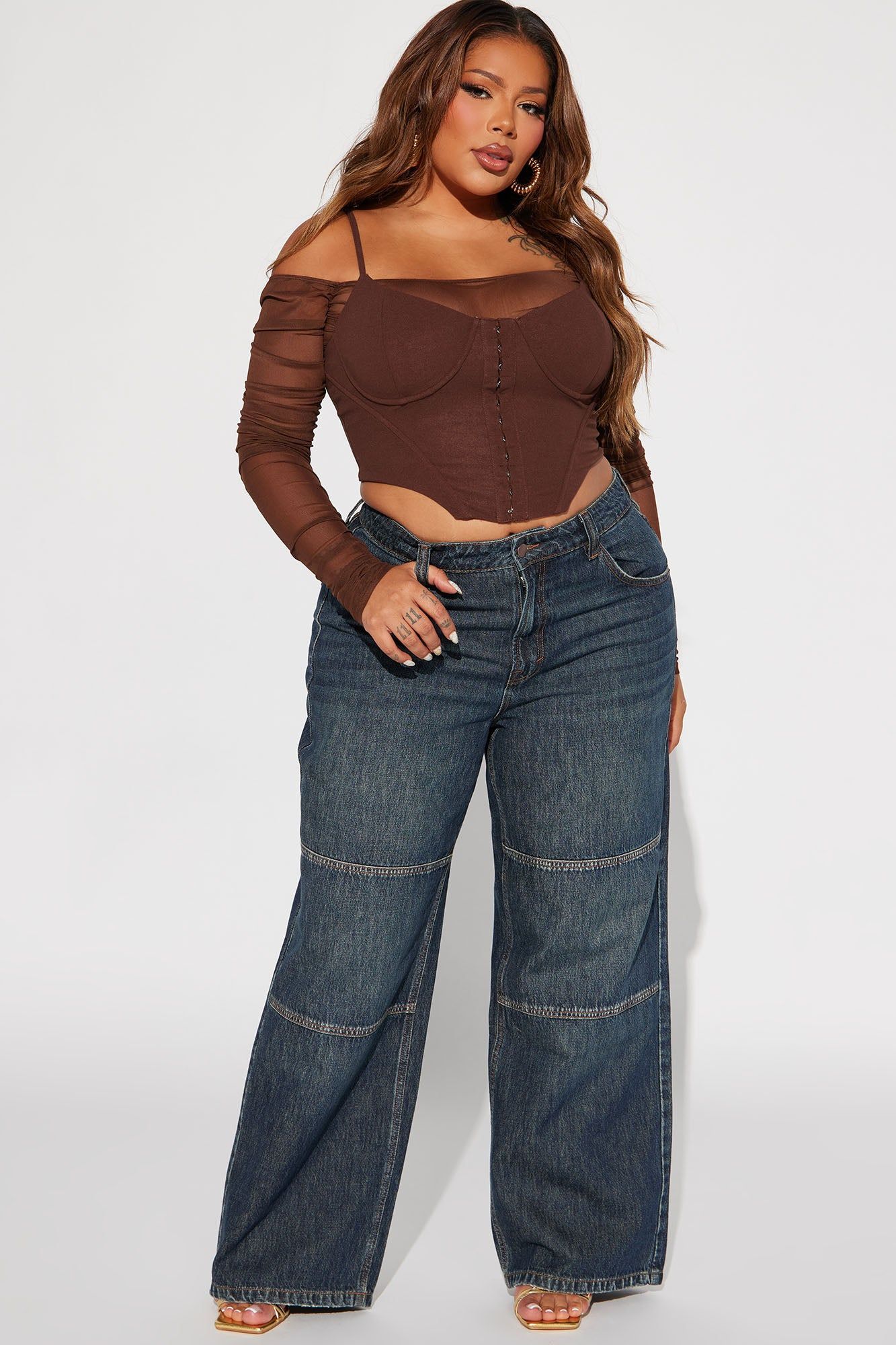 Get To It Tinted Non Stretch Wide Leg Jeans - Dark Wash sold by Fashion Nova product image thumbnail 5