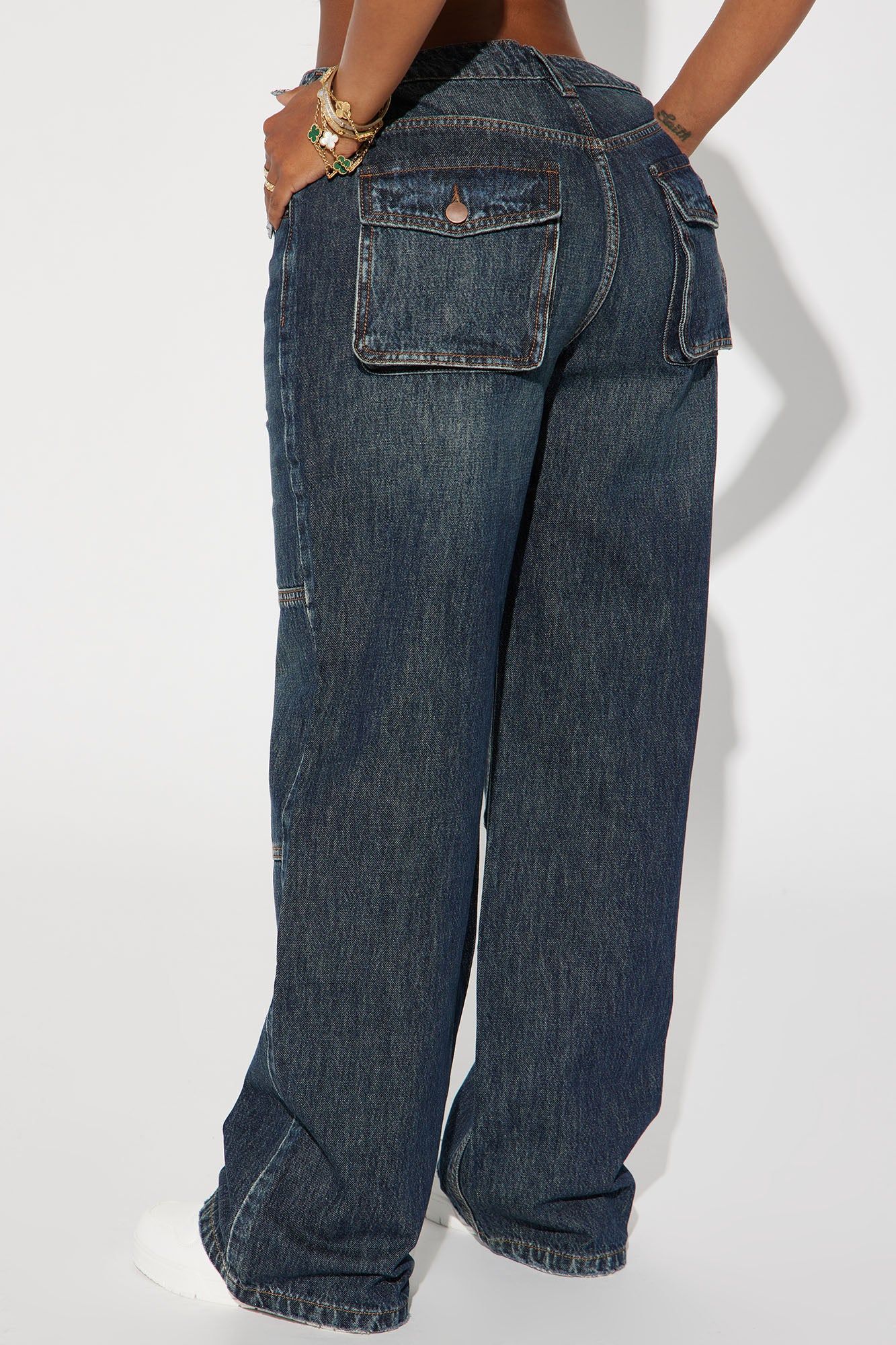 Get To It Tinted Non Stretch Wide Leg Jeans - Dark Wash sold by Fashion Nova product image thumbnail 3