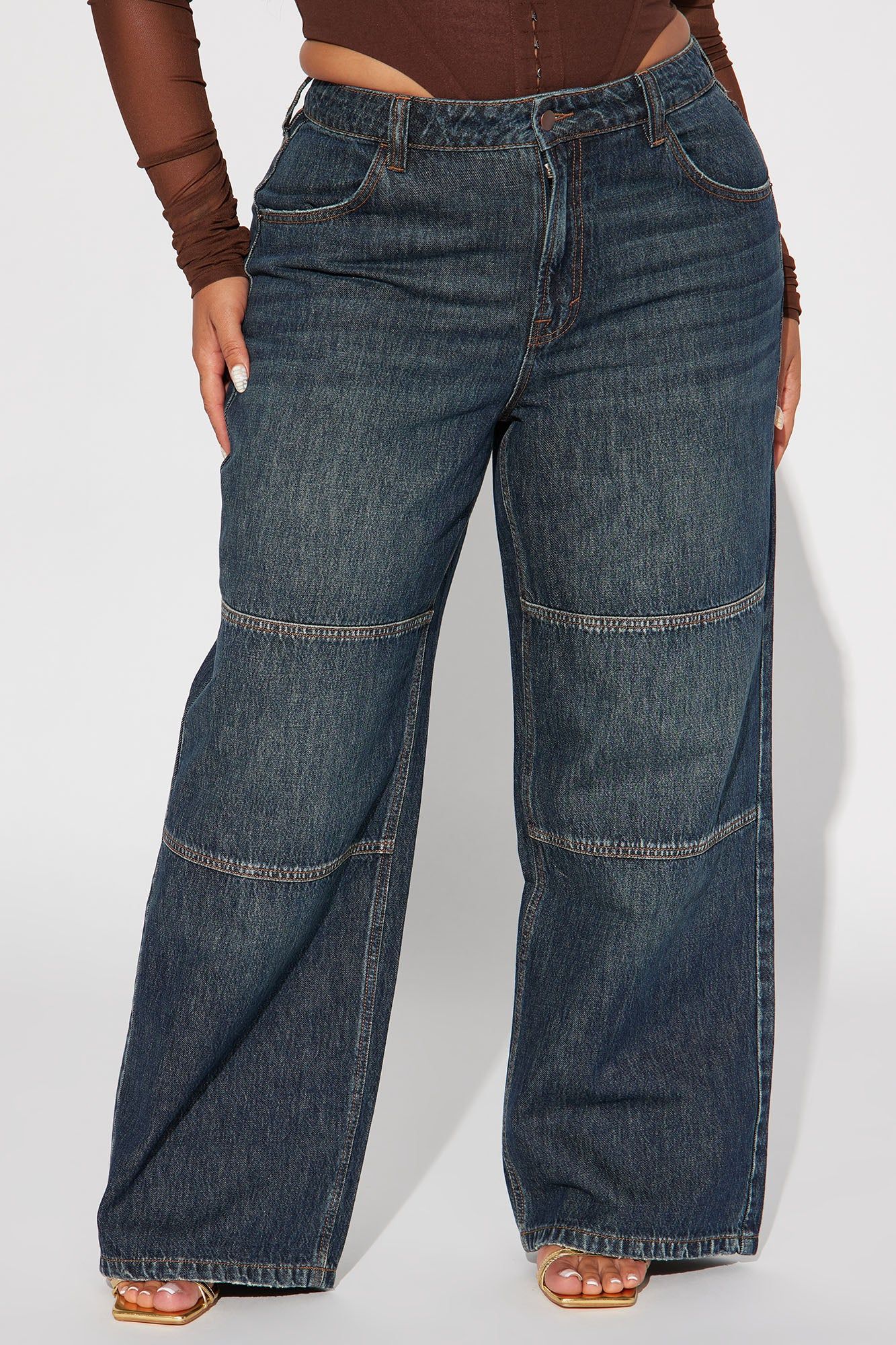 Get To It Tinted Non Stretch Wide Leg Jeans - Dark Wash sold by Fashion Nova product image thumbnail 6