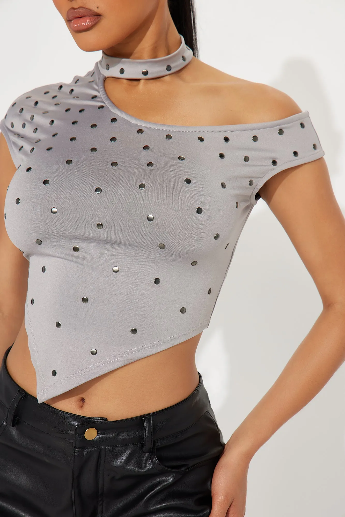 Kristin One Shoulder Top - Grey sold by Fashion Nova product image thumbnail 3