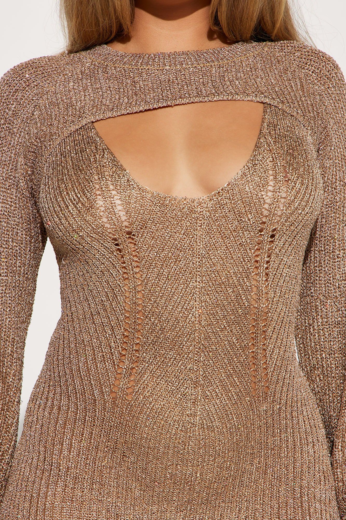 Capri Sequin Crochet Maxi Dress Set - Gold sold by Fashion Nova product image thumbnail 3