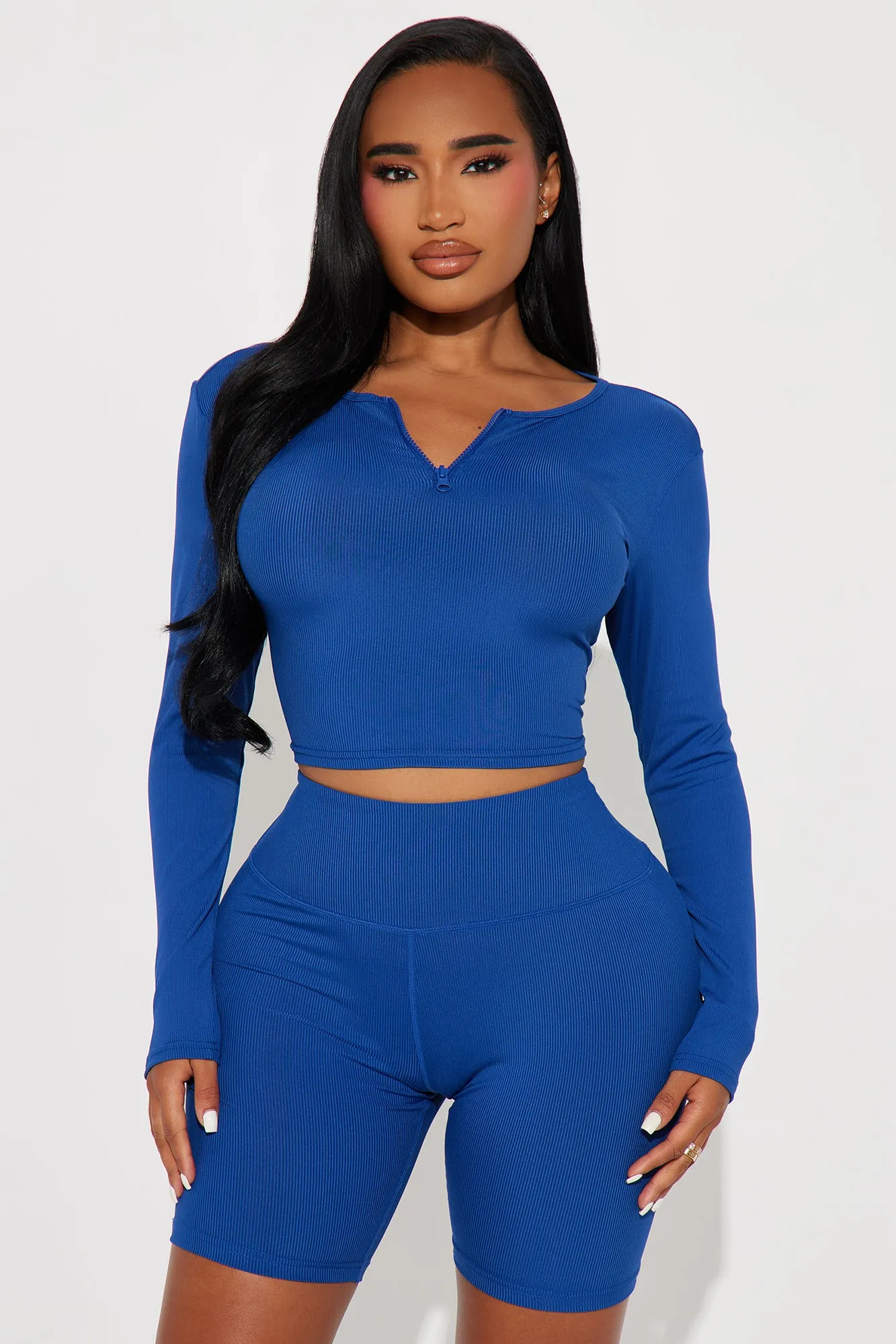 Wellness Ribbed Active Top - Navy sold by Fashion Nova