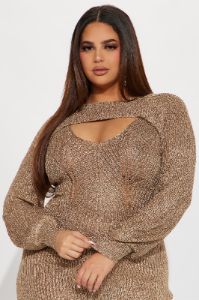 Capri Sequin Crochet Maxi Dress Set - Gold sold by Fashion Nova