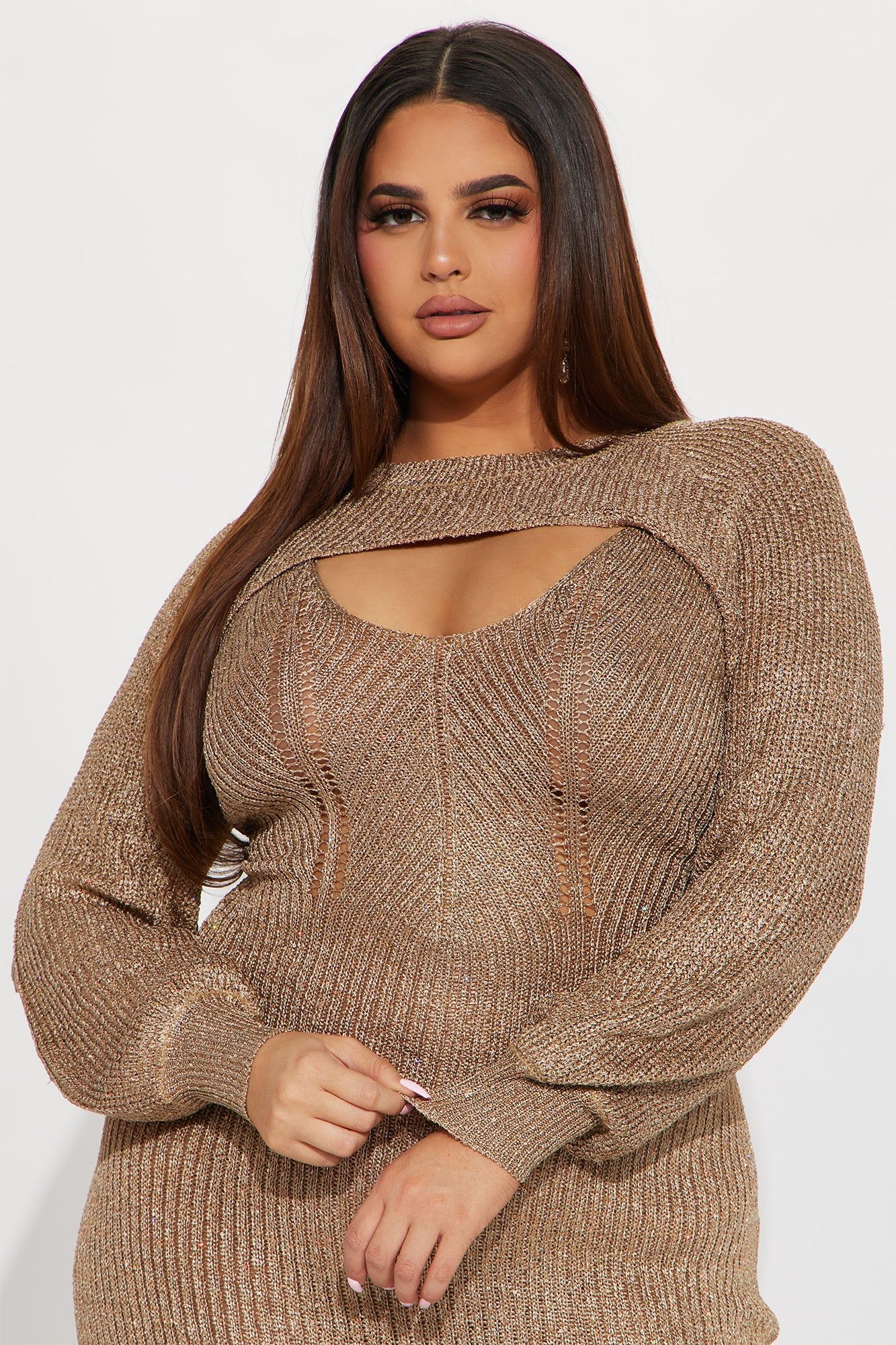 Capri Sequin Crochet Maxi Dress Set - Gold sold by Fashion Nova product image thumbnail 6