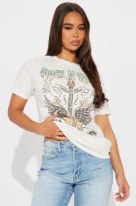 Rock N Roll For All Graphic Tee - Ivory sold by Fashion Nova